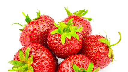 Group of ripe, organic strawberry isolated on white background.