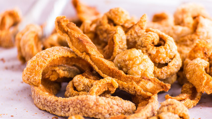 Pork crackling in Thai Market