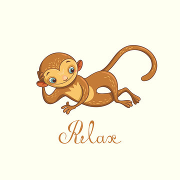 relaxed monkey. vector illustration with cute character