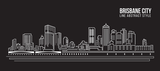 Fototapeta premium Cityscape Building Line art Vector Illustration design - Brisbane City
