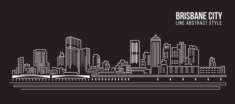 Cityscape Building Line art Vector Illustration design - Brisbane City