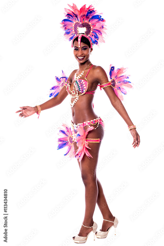 Wall mural Woman dancer isolated on white background.