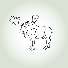 Moose in minimal line style vector