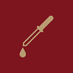 The pipette icon. Dropper and eyedropper, analysis, chemistry symbol. Flat