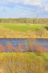 View of the river Tosna in Leningrad Region, Russia.