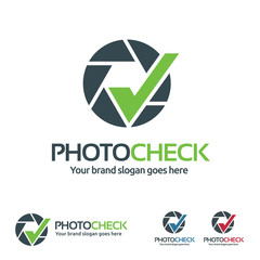 Photo Check Logo, Camera Shutter with Check Symbol