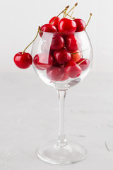 Cherries in wine glass