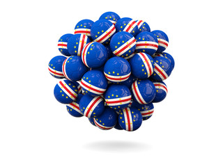 Pile of footballs with flag of cape verde