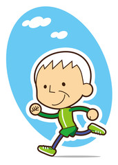 爽やか　元気に走るお爺ちゃん