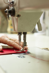 Motion Blur of Sewing Machine Needle Stitching Cloth