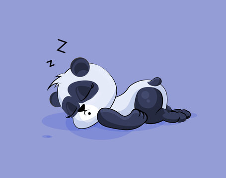 Illustration isolated Emoji character cartoon Panda sleeps on the stomach sticker emoticon