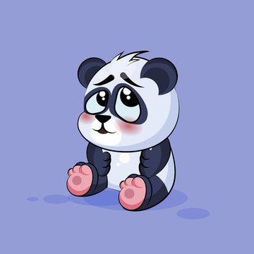 Illustration isolated Emoji character cartoon Panda embarrassed, shy and blushes sticker emoticon