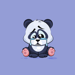 Illustration isolated Emoji character cartoon sad and frustrated Panda crying, tears sticker emoticon