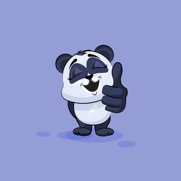 Illustration isolated Emoji character cartoon Panda approves with thumb up sticker emoticon