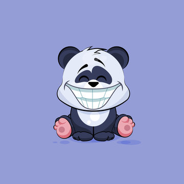 Illustration isolated Emoji character cartoon Panda with a huge smile from ear sticker emoticon
