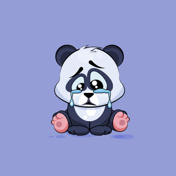 Illustration isolated Emoji character cartoon sad and frustrated Panda crying, tears sticker emoticon
