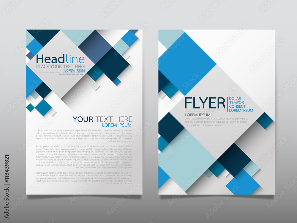 Wall mural blue square business technology annual report brochure flyer design template vector, leaflet cover p