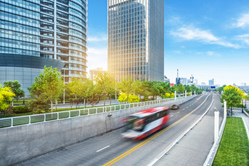 Fototapeta premium motion blurred traffic on city road