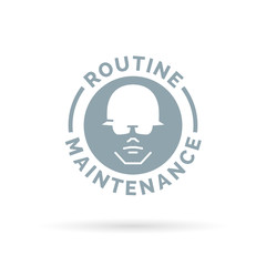 Routine maintenance contractor icon. Construction worker with hardhat sign. Vector illustration.