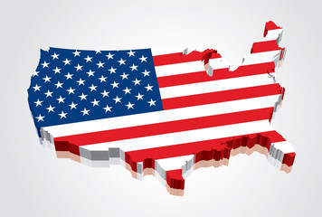 3D vector American (USA) Flag Map