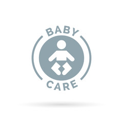 Baby day care sign with infant child icon silhouette. Vector illustration.