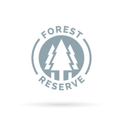 Forest reserve icon. Forest conservation sign. Trees silhouette symbol. Vector illustration.
