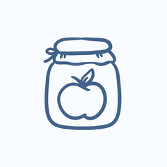 Apple jam jar sketch icon.