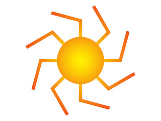 Abstract yellow-red sun on a white background