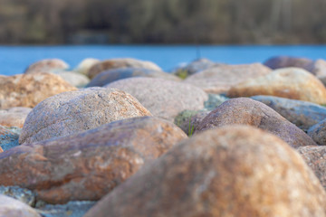 The stones on the embankment, middle focus