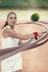 Composite image of athlete playing tennis 