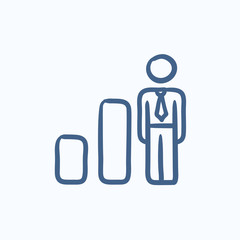 Businessman and graph sketch icon.