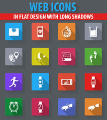 Jogging and workout modern monitoring apps icons set