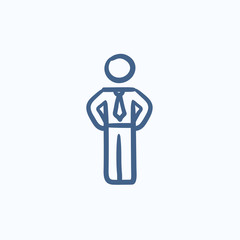 Obraz premium Businessman standing sketch icon.