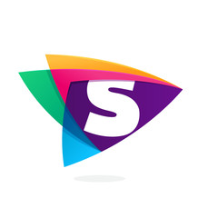 Letter S logo in triangle intersection icon.