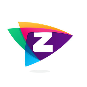 Letter Z logo in triangle intersection icon.