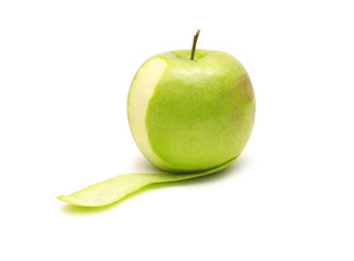 Green apple with the cut skin