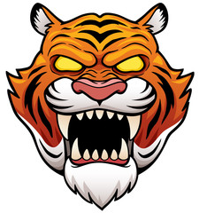 Vector illustration of Tiger Face Cartoon