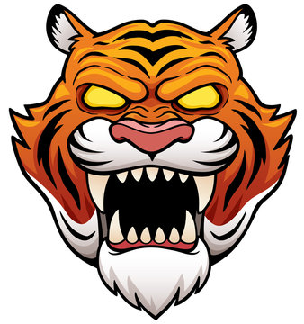 Vector illustration of Tiger Face Cartoon
