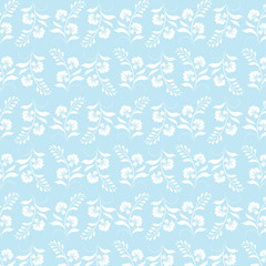 Fototapeta na wymiar Seamless blue pattern with flowers