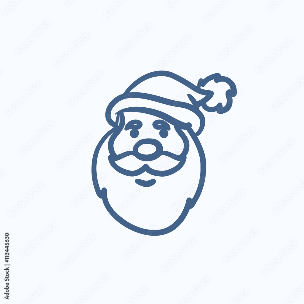 Poster Santa Claus face sketch icon.