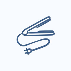 Hair straightener sketch icon.