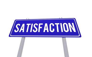 Blue sign satisfaction isolated on the white background
