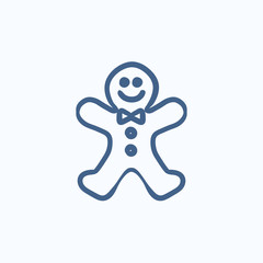 Gingerbread man sketch icon.