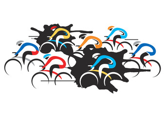 Obraz premium Cyclists Racers. Colorful illustration of cycling race on the white background. Vector available. 