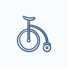 Circus old bicycle sketch icon.