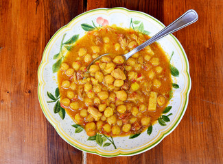 Garbanzo bean chickpea soup, a typical Peruvian dish.