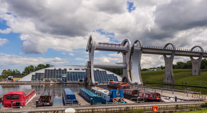 May 23rd 2016. The Falkirk Wheel boat lift and visitor centre, Falkirk, Scotland, UK
