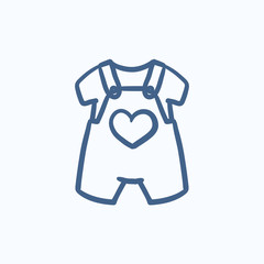 Baby overalls and shirt sketch icon.