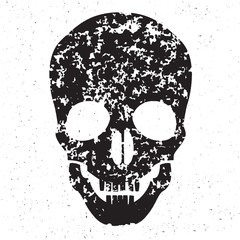 Black silhouette of a skull on a white background