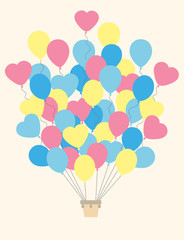 Vintage hot air balloon.Celebration festive background with ball